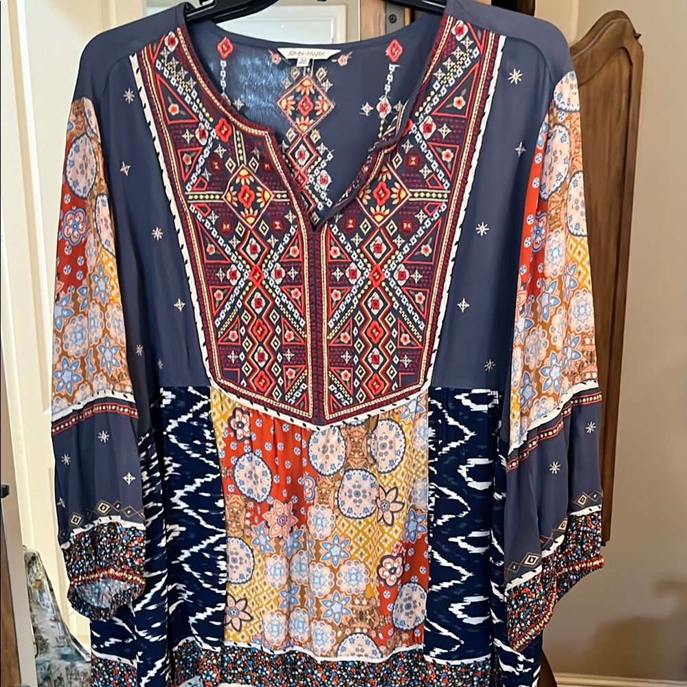 Bohemian Patchwork Blouse - Multicolor - image 1